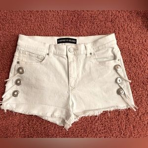 Express White Denim High Waisted Western Shorts